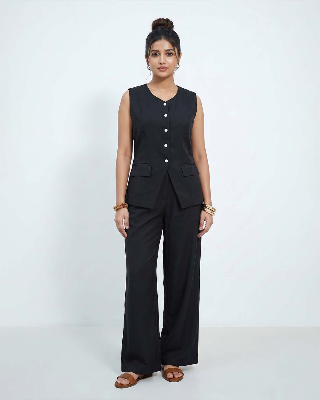 Premium Satin Waistcoat Palazzo Co-Ord Set