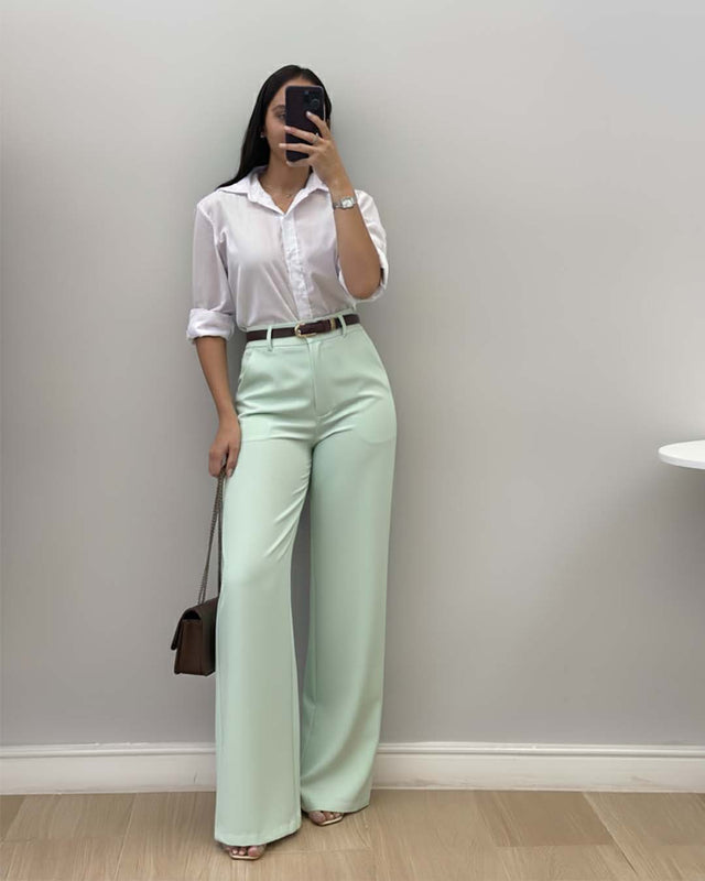 HIGH WAISTED TAILORED WIDE LEG PANTS
