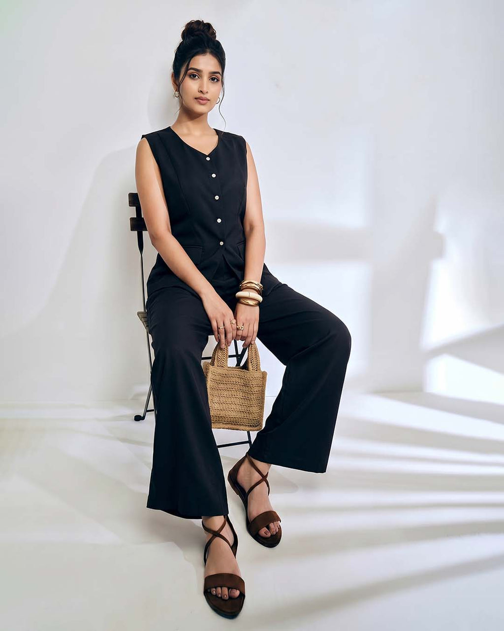 Premium Satin Waistcoat Palazzo Co-Ord Set