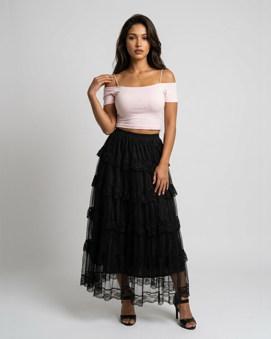 Gothic Étoile Tiered Lace Skirt