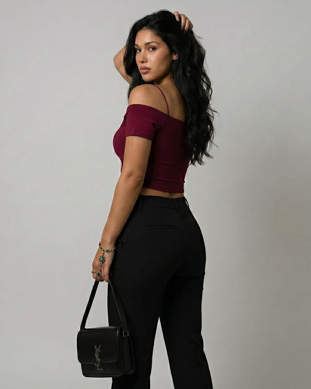 Blush Aura Off-Shoulder Crop Top
