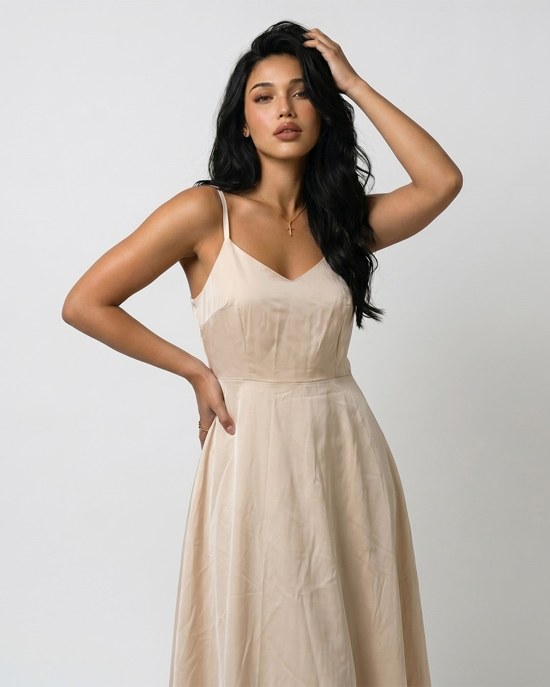 Serena Open Back Satin Dress