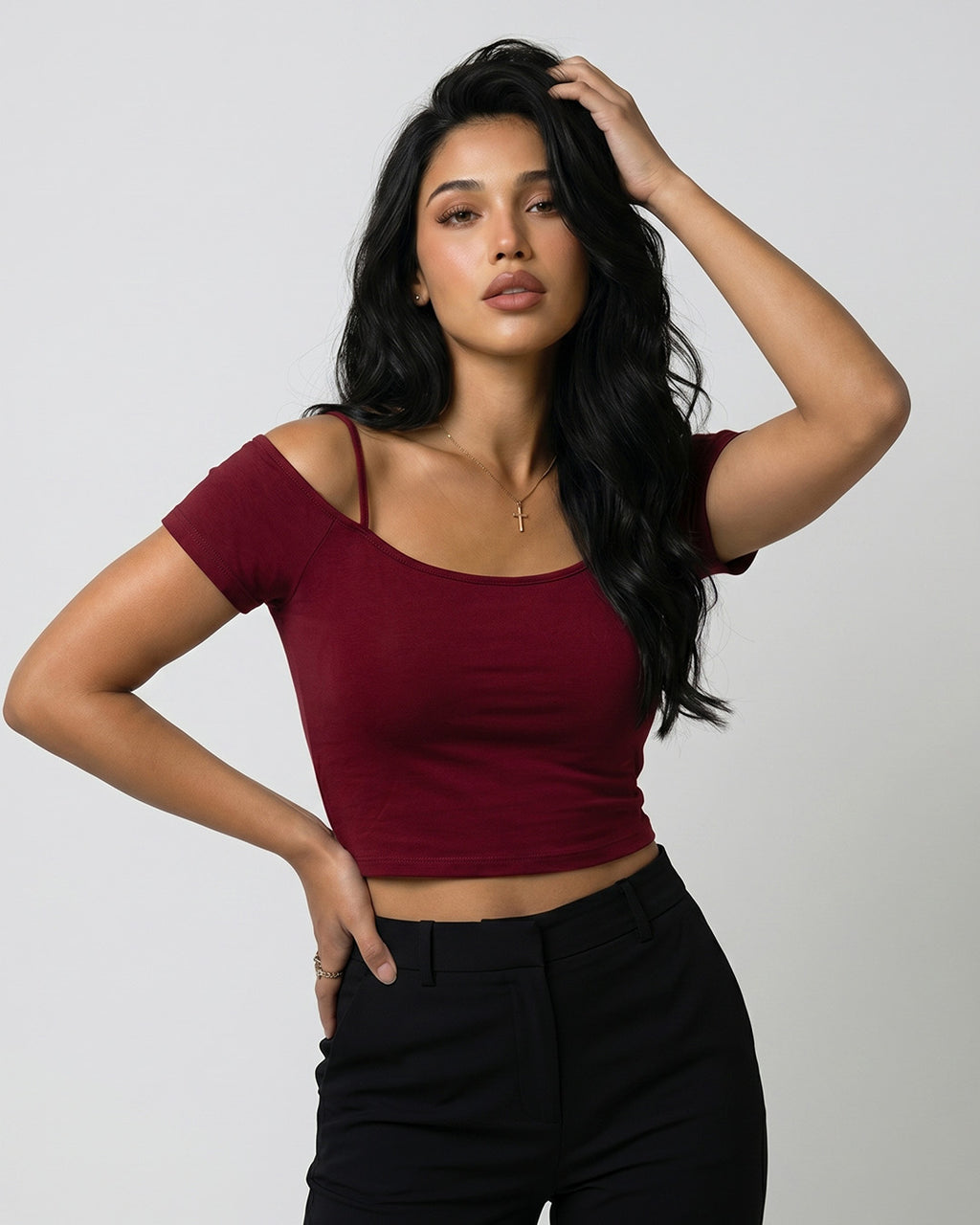 Blush Aura Off-Shoulder Crop Top