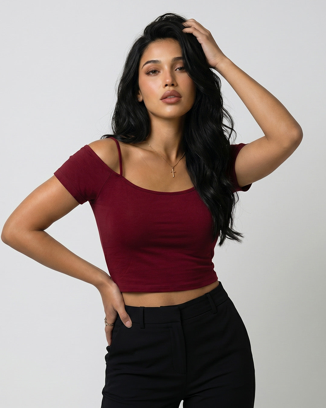 Blush Aura Off-Shoulder Crop Top