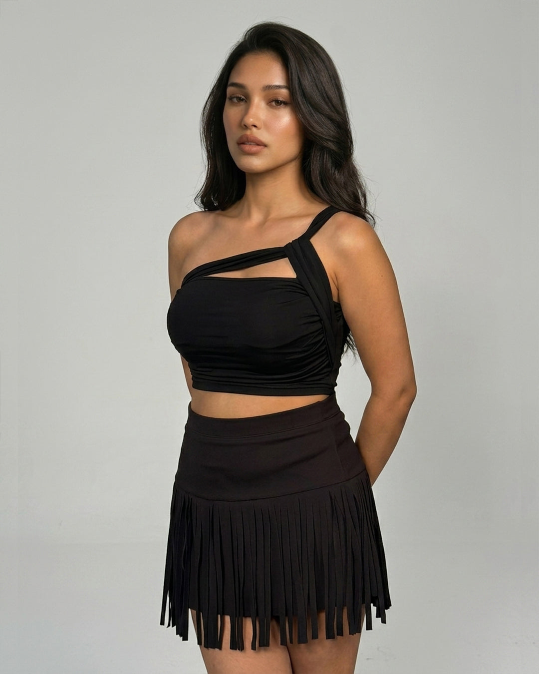 Trendy High Waist Fringe Skirt for Women