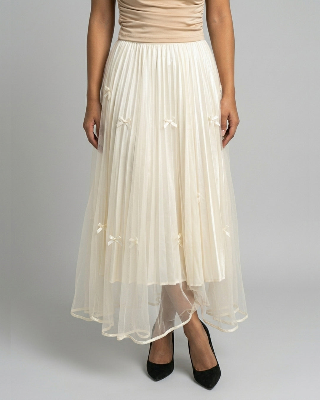 Ownle Ivory Étoile Pleated Tulle Skirt