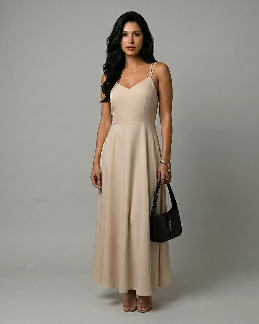 Serena Open Back Satin Dress