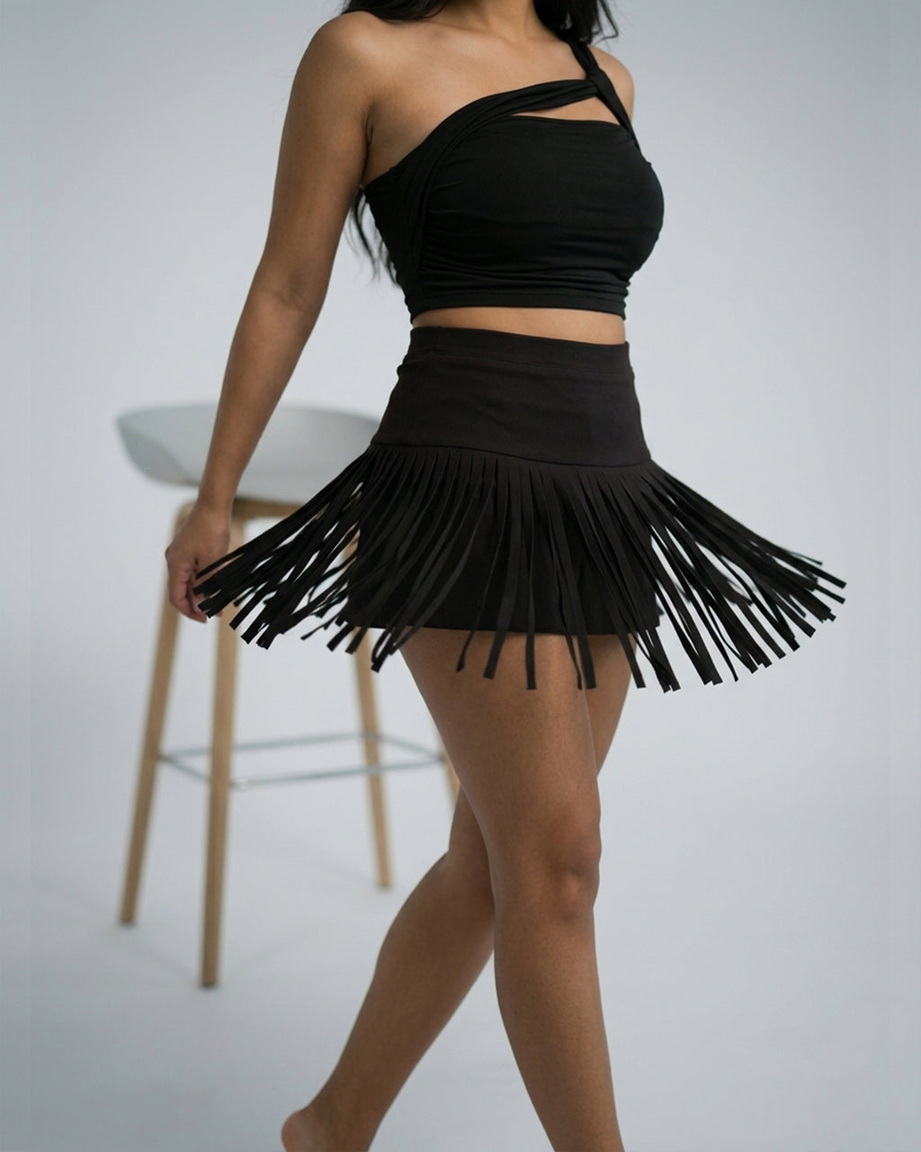Trendy High Waist Fringe Skirt for Women
