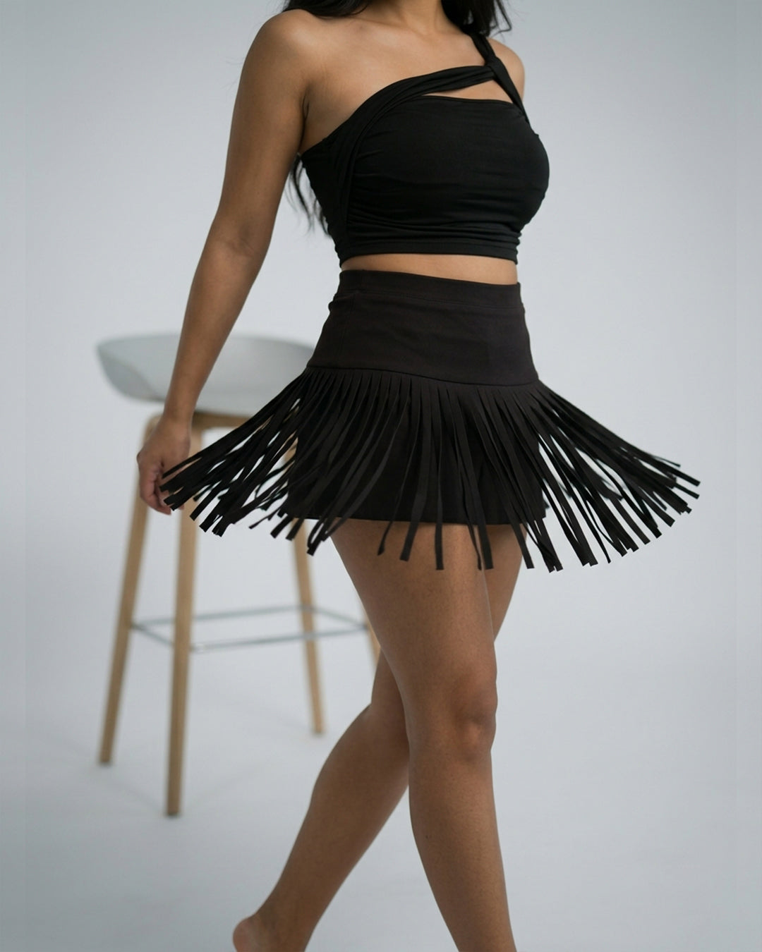 Trendy High Waist Fringe Skirt for Women