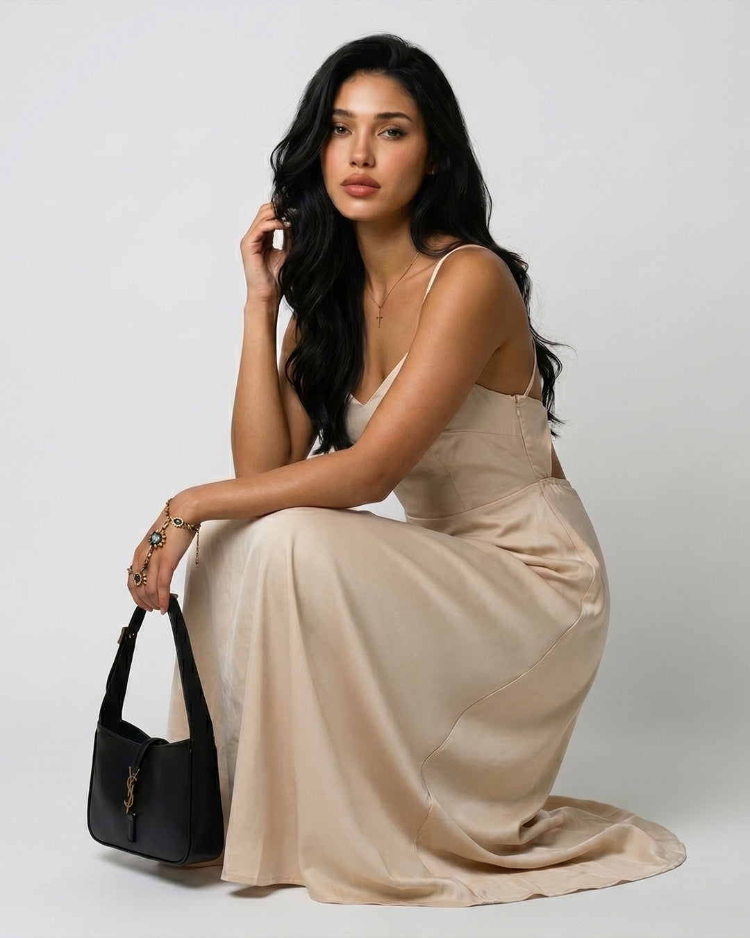 Serena Open Back Satin Dress