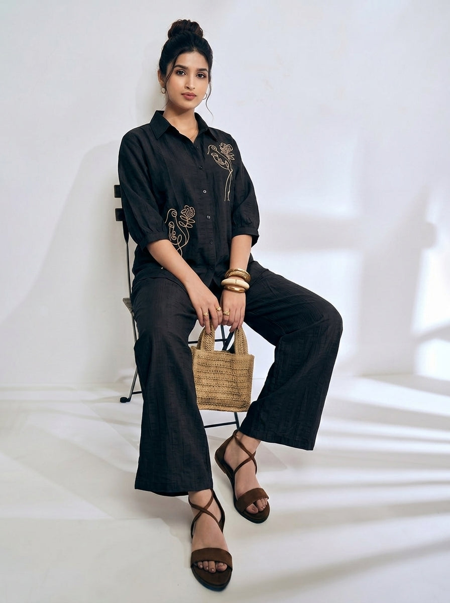 Elegant Embroidered Summer Co-Ord Set