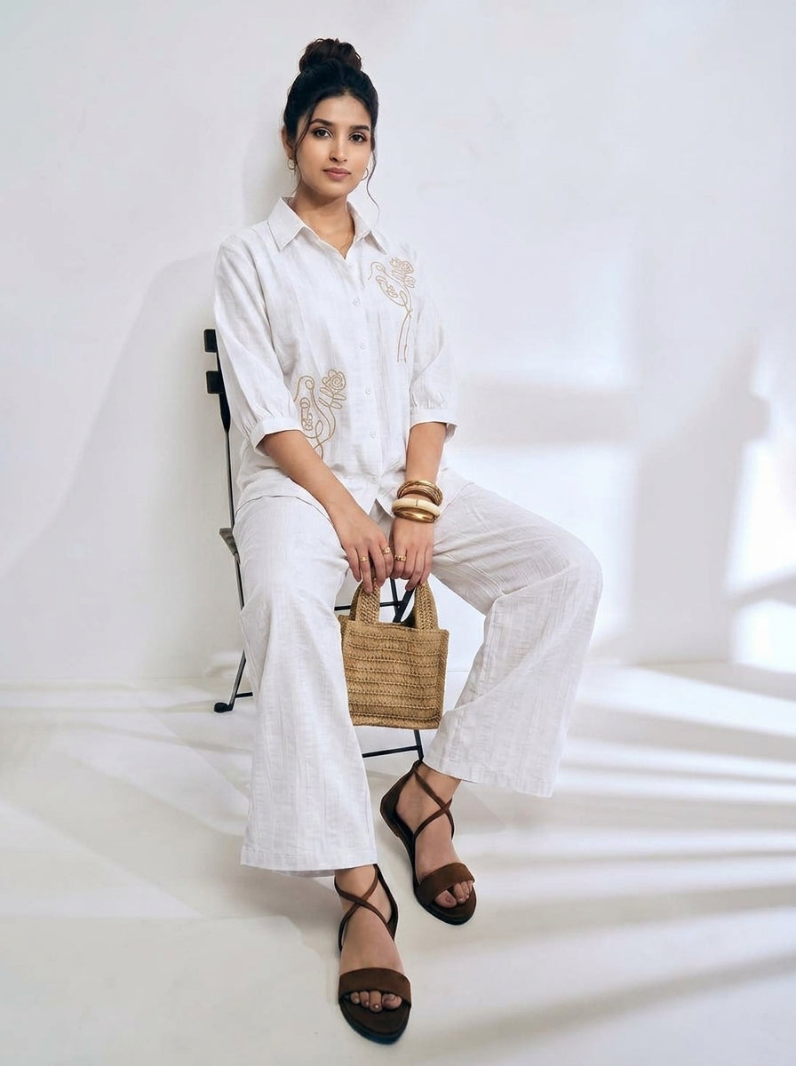 Elegant Embroidered Summer Co-Ord Set