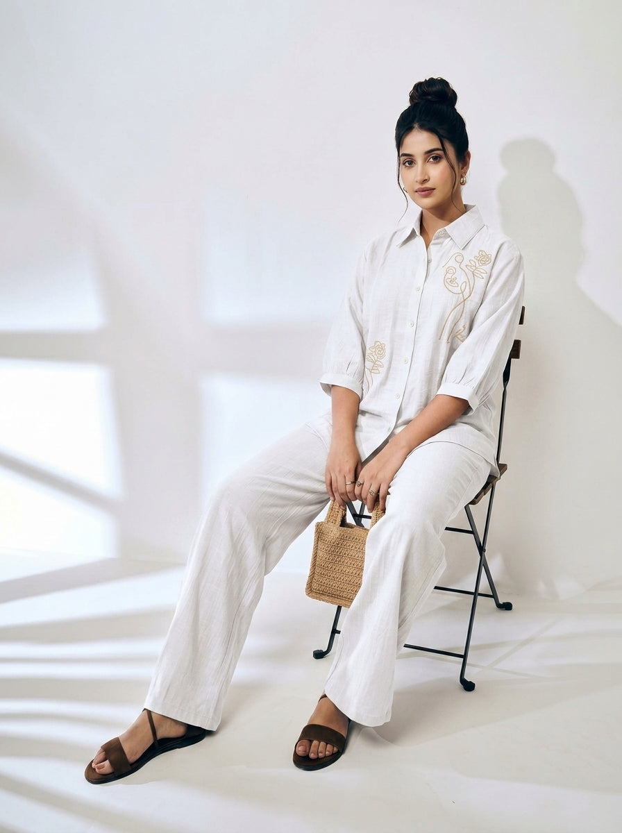 Elegant Embroidered Summer Co-Ord Set