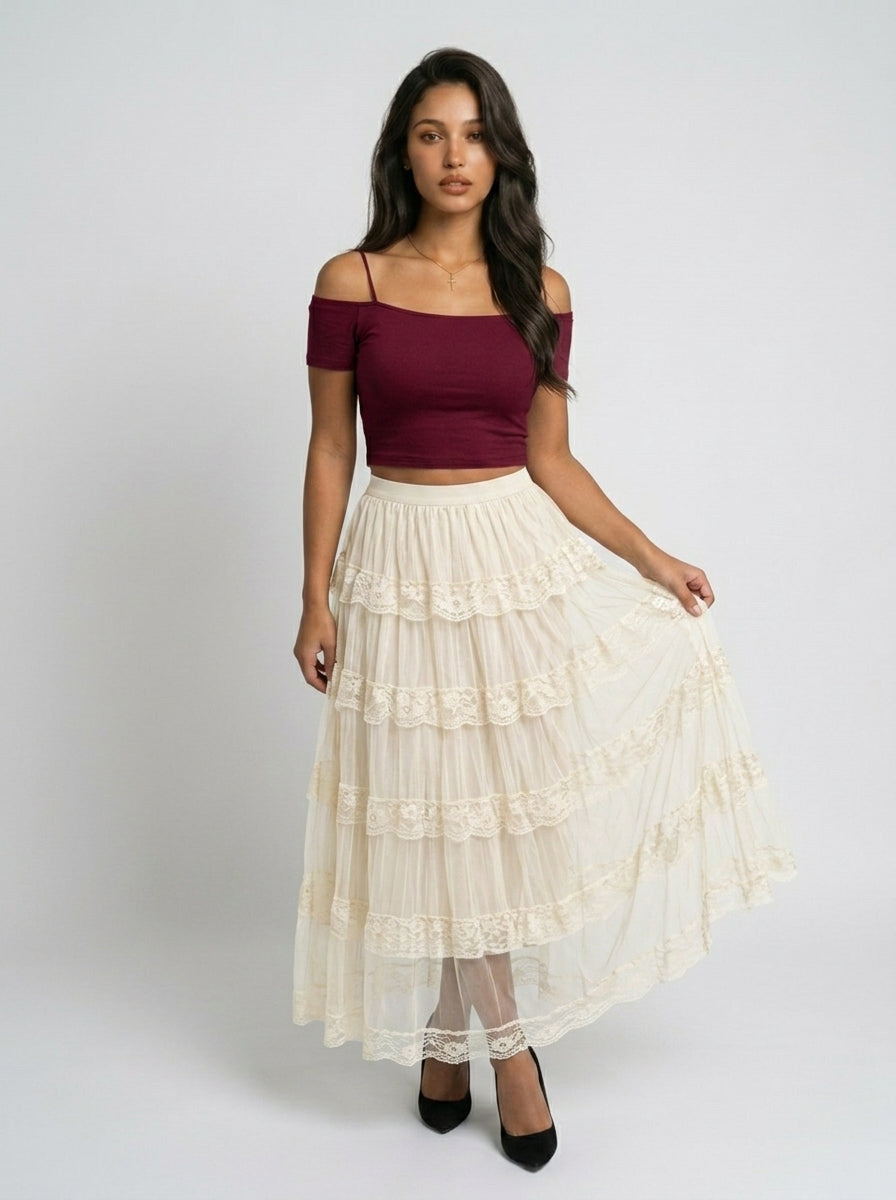 Gothic Étoile Tiered Lace Skirt