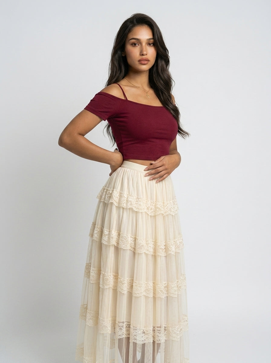 Gothic Étoile Tiered Lace Skirt
