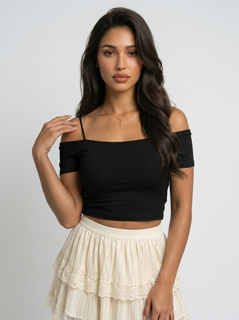 Blush Aura Off-Shoulder Crop Top
