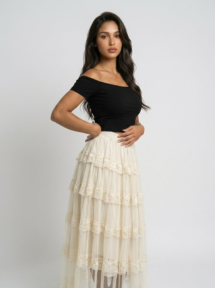 Blush Aura Off-Shoulder Crop Top