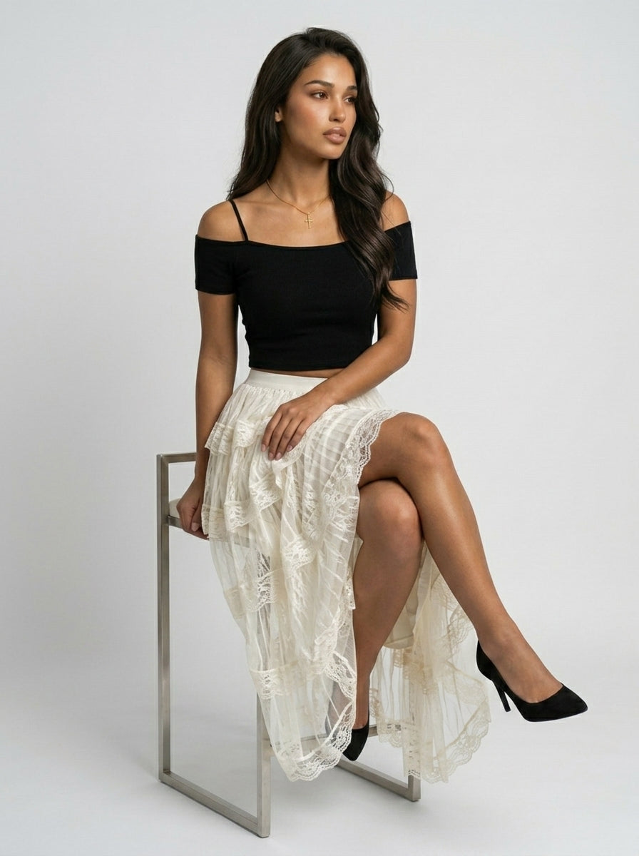 Blush Aura Off-Shoulder Crop Top