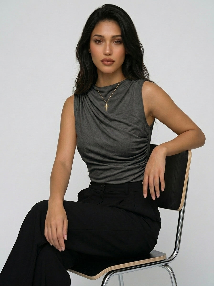 Chic Sleeveless Ruched Casual Top