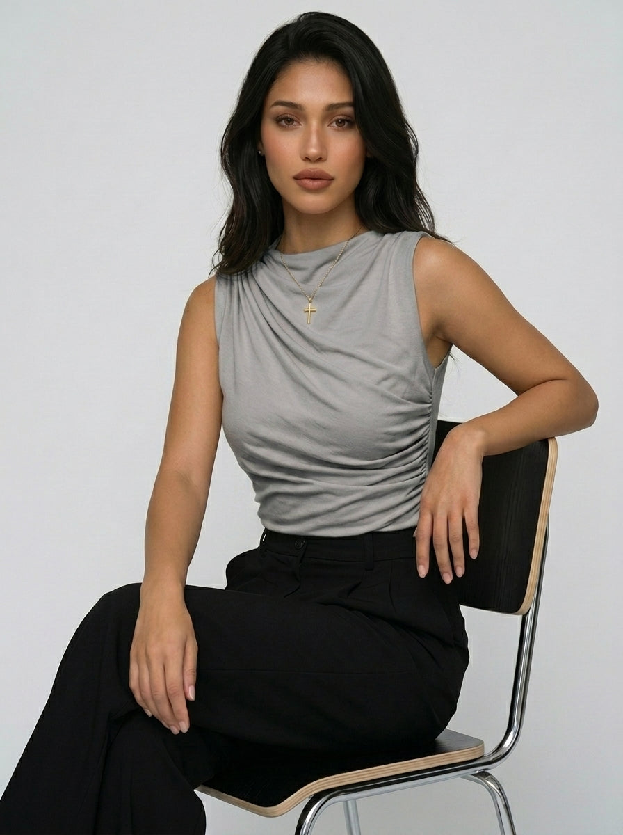 Chic Sleeveless Ruched Casual Top