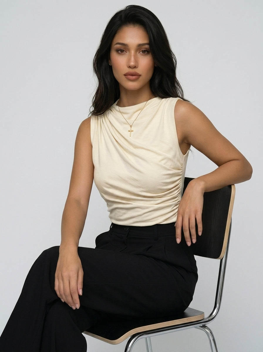 Chic Sleeveless Ruched Casual Top