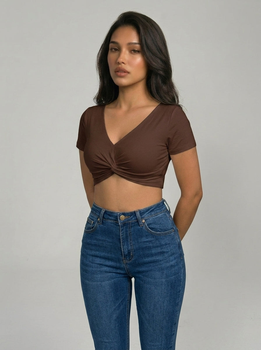 Chic Twist Knot Fitted Crop Top