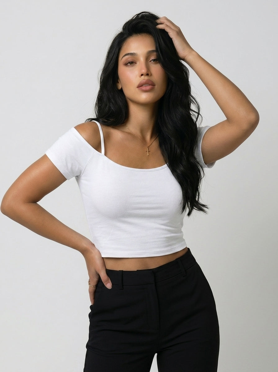 Blush Aura Off-Shoulder Crop Top