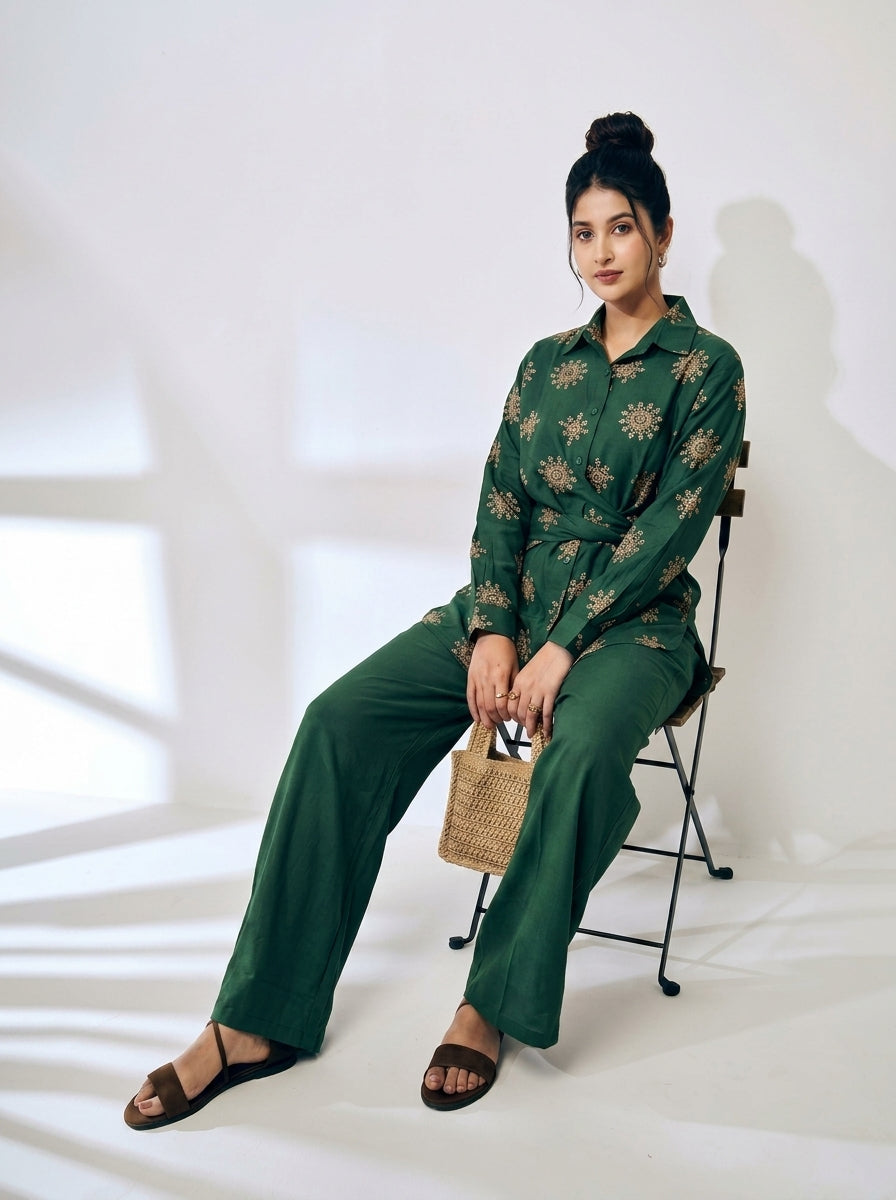 Floral Embroidered Cotton Co-ord Set