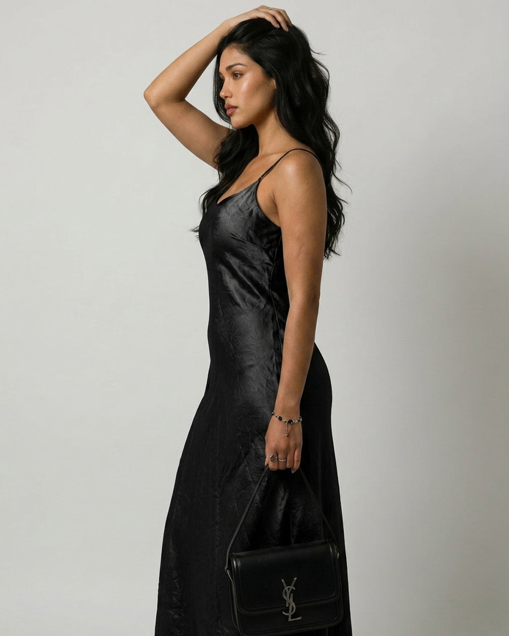Ownle Women Front-Slit Satin Bodycon Dress