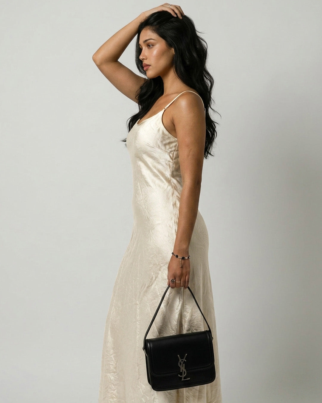 Ownle Women Front-Slit Satin Bodycon Dress